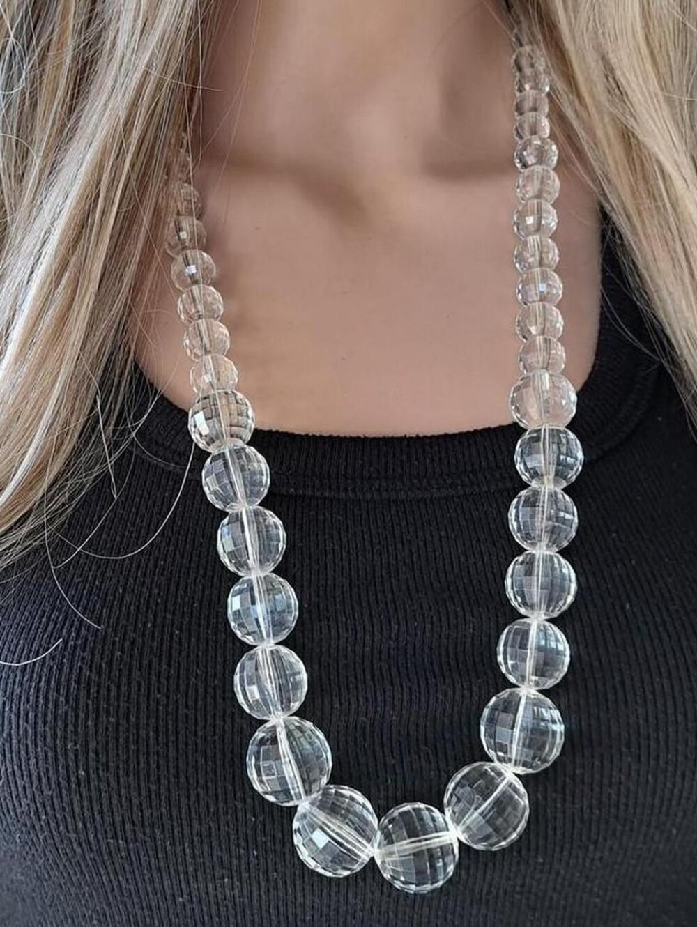 Vintage 50's Faceted Clear Lucite Statement Necklace